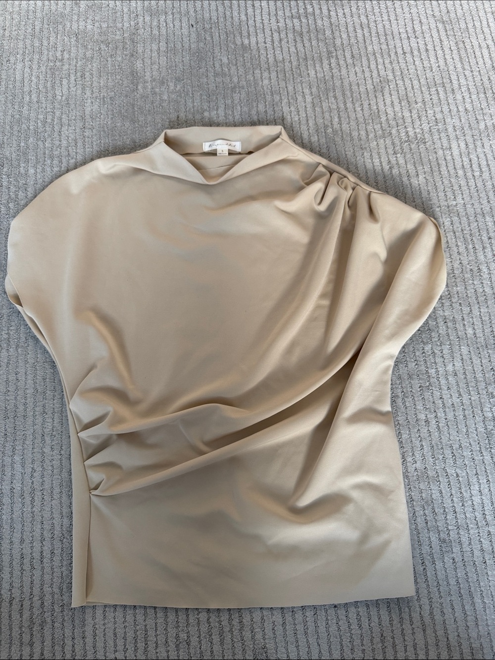 Elegant beige Draped One-Shoulder Women’s Dress